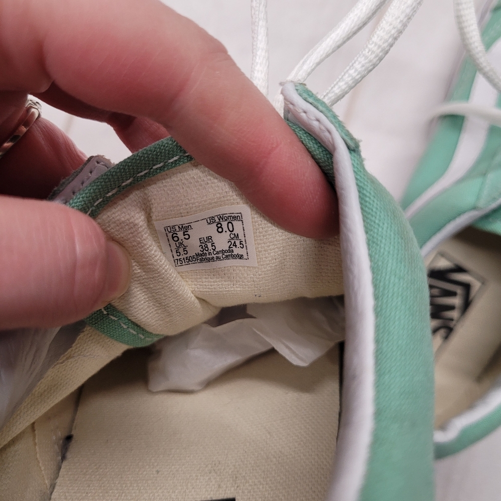 Vans Mint Green Low Top Sneakers with White Stripe - Picture 7 of 8